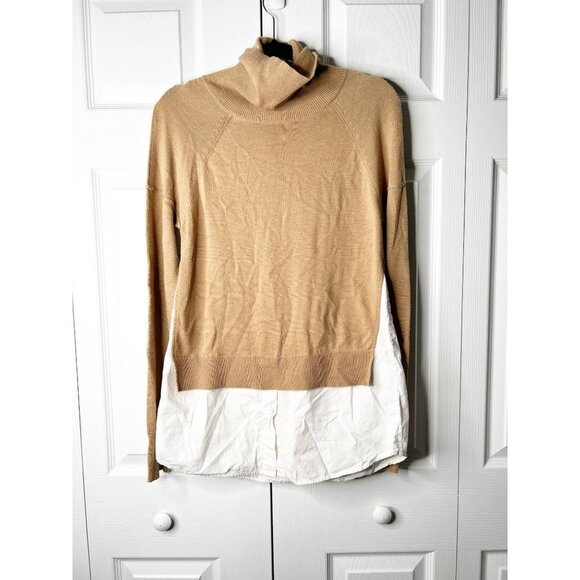 KF/KaufmanFranco Collective Tan Wool Blend Turtleneck Sweater Women's Medium M - Picture 1 of 9